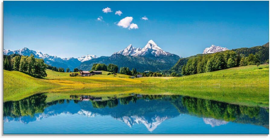 Artland Print op glas Landschap in de Alpen in verschillende maten