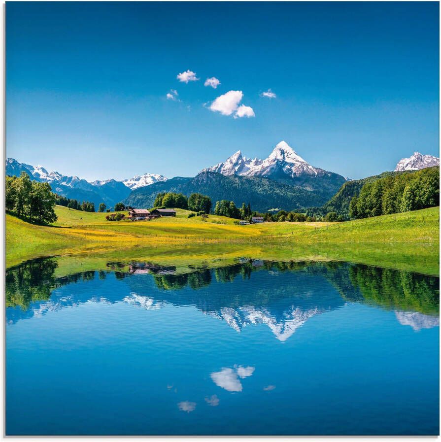 Artland Print op glas Landschap in de Alpen in verschillende maten