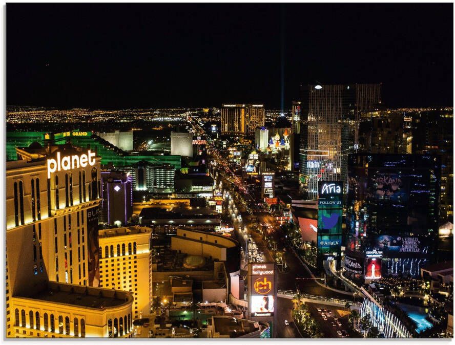 Artland Print op glas Las Vegas 's nachts in verschillende maten