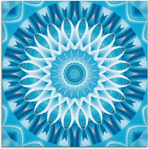 Artland Print op glas Mandala blauw bloem in verschillende maten