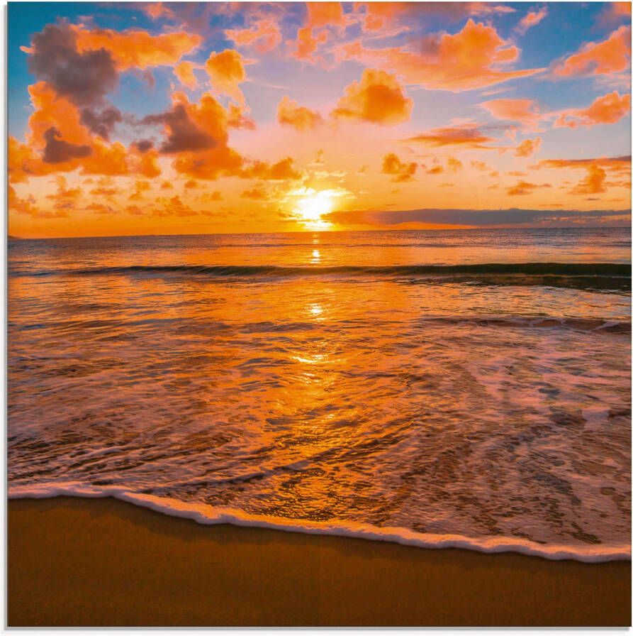 Artland Print op glas Mooie tropische zonsondergang aan het strand