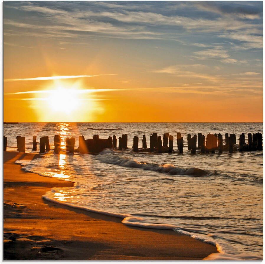 Artland Print op glas Mooie zonsondergang aan het strand