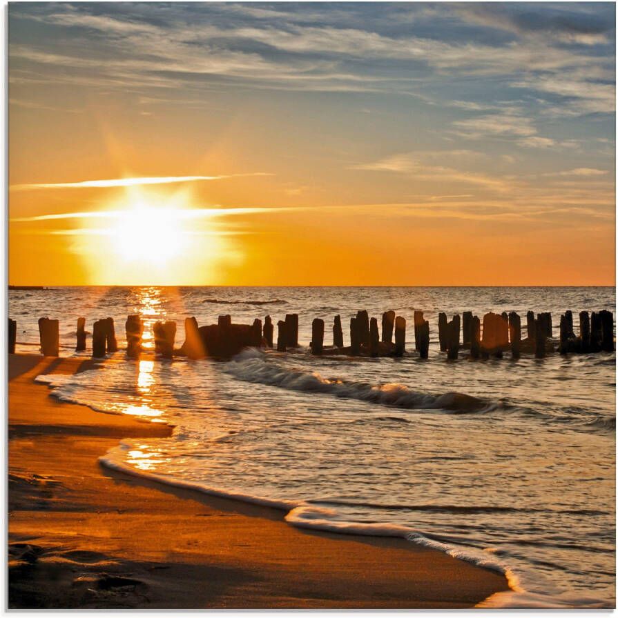 Artland Print op glas Mooie zonsondergang aan het strand