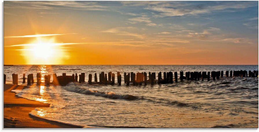 Artland Print op glas Mooie zonsondergang aan het strand