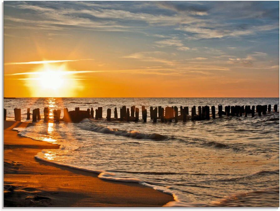 Artland Print op glas Mooie zonsondergang aan het strand