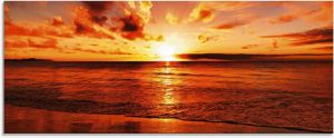 Artland Print op glas Mooie zonsondergang strand in verschillende maten