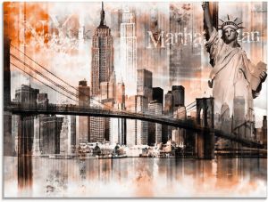 Artland Print op glas New York skyline collage V in verschillende maten