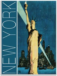 Artland Print op glas New York vintage reisaffiche in verschillende maten