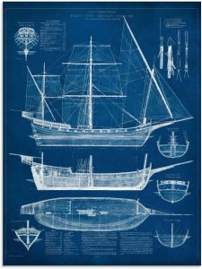 Artland Print op glas Ontwerp voor een antieke boot I in verschillende maten