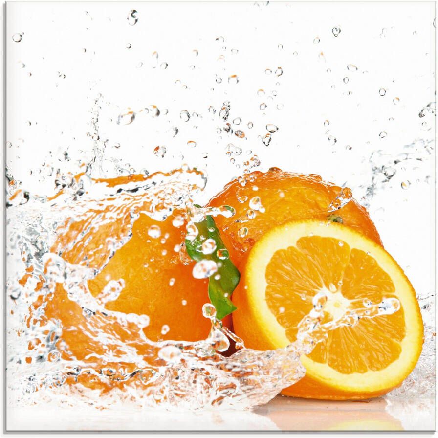 Artland Print op glas Orange met spatwater in verschillende maten