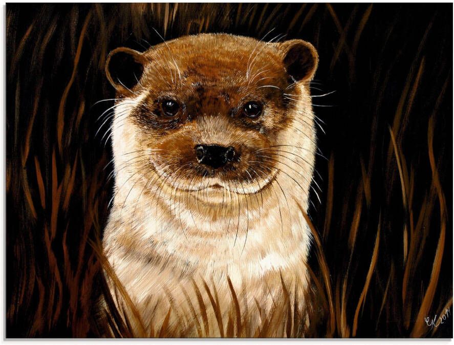 Artland Print op glas Otter In het gras in verschillende maten