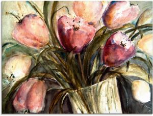 Artland Print op glas Paars Tulpen in vaas (1 stuk)