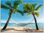 Artland Print op glas Palmenstrand Caribic met hangmat - Thumbnail 1