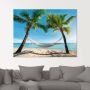 Artland Print op glas Palmenstrand Caribic met hangmat - Thumbnail 1