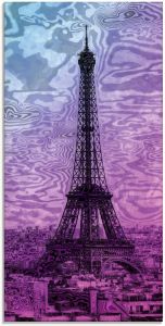 Artland Print op glas Parijs Eiffeltoren paars blauw in verschillende maten