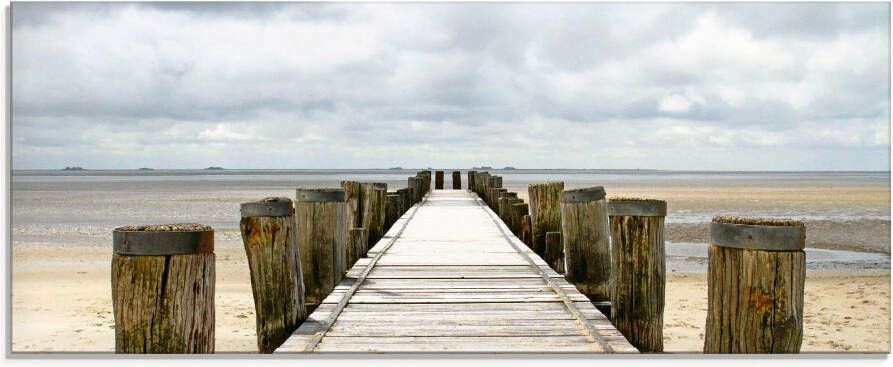 Artland Print op glas Pier in Watt in verschillende maten
