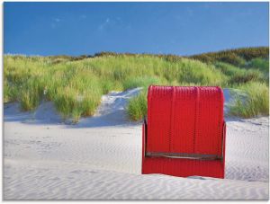 Artland Print op glas Rode strandstoel in verschillende maten