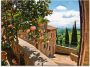 Artland Print op glas Rozen op balkon Toscaans landschap - Thumbnail 1