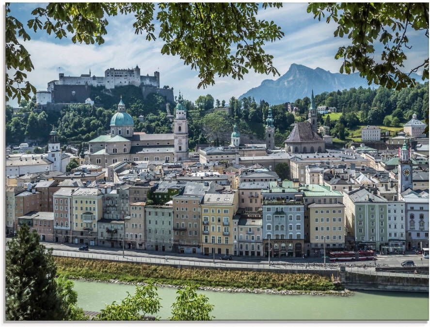 Artland Print op glas Salzburg blik op de oude binnenstad