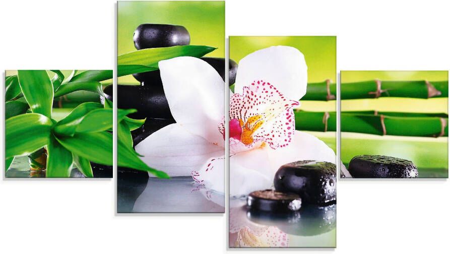 Artland Print op glas Spa stenen bamboe takjes orchidee