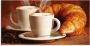 Artland Print op glas Stomende cappuccino en croissant - Thumbnail 1