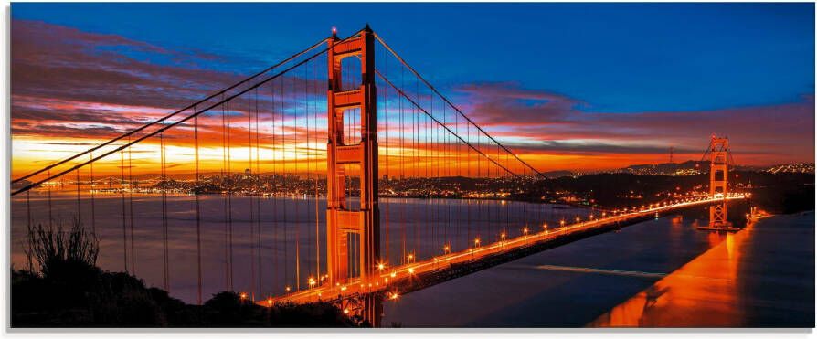Artland Print op glas The Golden Gate Bridge 's morgens vroeg