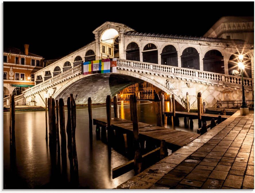 Artland Print op glas Venetië Canal Grande & Rialto brug II