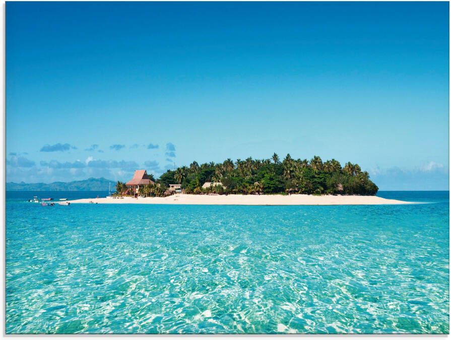 Artland Print op glas Verbluffend Fiji eiland en heldere zee