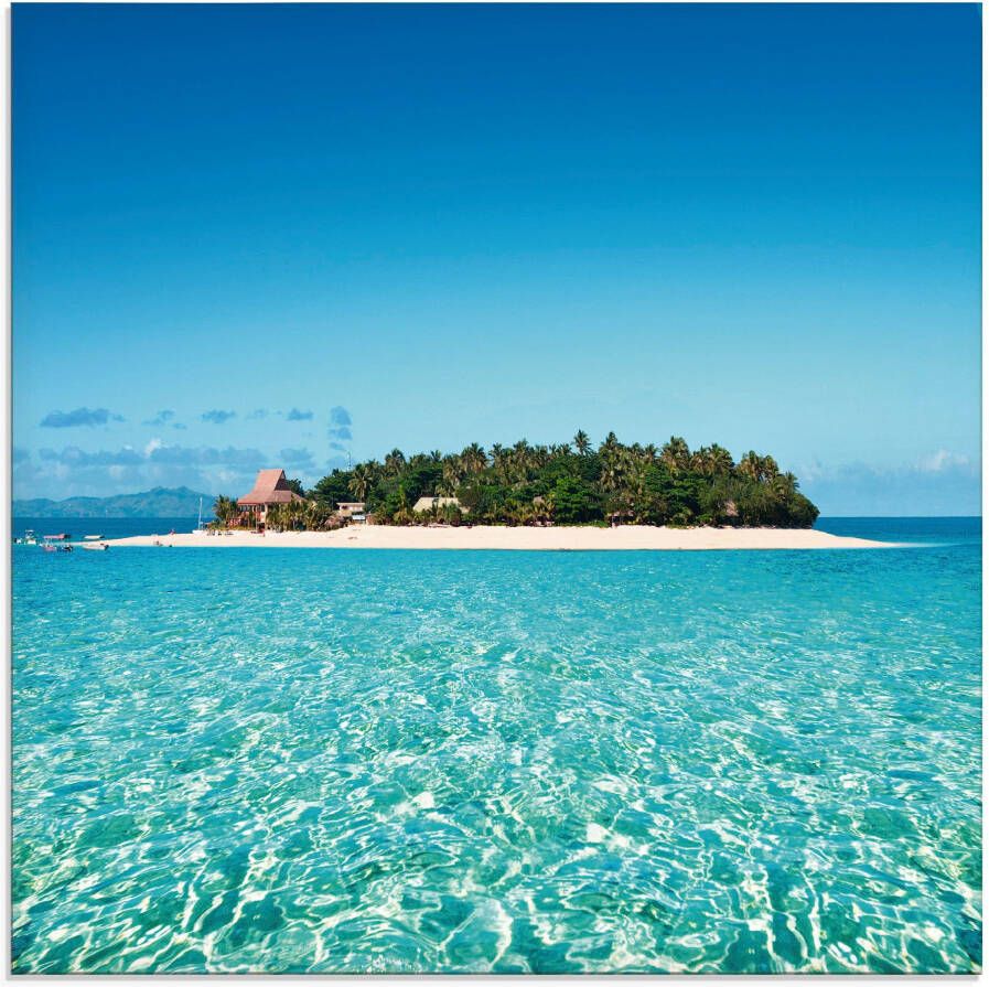 Artland Print op glas Verbluffend Fiji eiland en heldere zee