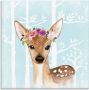 Artland Print op glas Wild ree met bloemen in blauw bos - Thumbnail 1