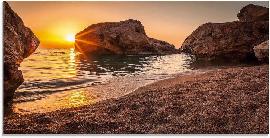 Artland Print op glas Zonsondergang en strand