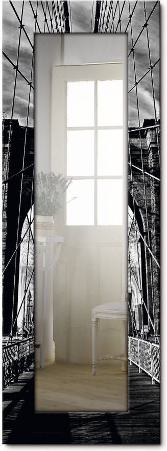Artland Sierspiegel Brooklyn Bridge zwart wit spiegel met lijst voor het hele lichaam wandspiegel met motiefrand landhuis