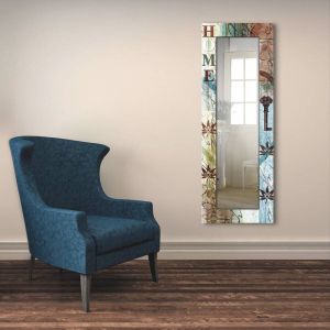 Artland Sierspiegel Kleurrijk huis in tactvolle kleuren ingelijste spiegel voor het hele lichaam met motiefrand geschikt voor kleine smalle hal halspiegel mirror spiegel omrand om op te hangen