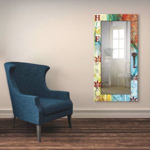 Artland Sierspiegel Kleurrijk huis ingelijste spiegel voor het hele lichaam met motiefrand geschikt voor kleine smalle hal halspiegel mirror spiegel omrand om op te hangen