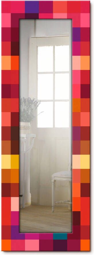 Artland Sierspiegel Patchwork rood spiegel met lijst voor het hele lichaam wandspiegel met motiefrand landhuis