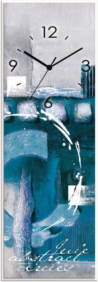 Artland Wandklok Glazen klok abstracte blauwe rondjes optioneel verkrijgbaar met kwarts- of radiografisch uurwerk geruisloos zonder tikkend geluid - Foto 1