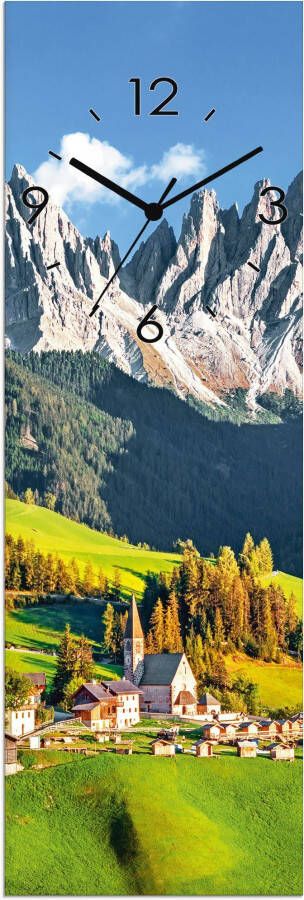 Artland Wandklok Glazen klok Alpen bergen Santa Maddalena optioneel verkrijgbaar met kwarts- of radiografisch uurwerk geruisloos zonder tikkend geluid