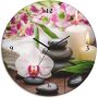 Artland Wandklok Glazen klok rond spa orchideeën bamboe kaars optioneel verkrijgbaar met kwarts- of radiografisch uurwerk geruisloos zonder tikkend geluid - Thumbnail 1