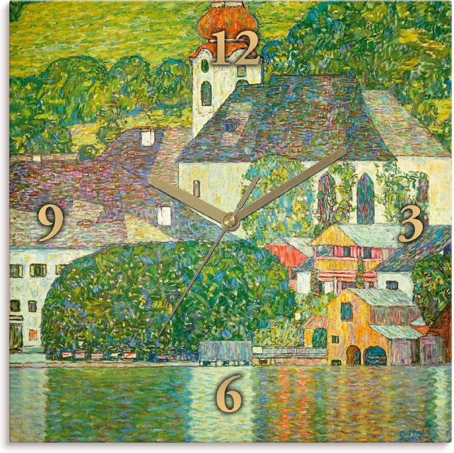 Artland Wandklok Kerk in Unterach aan de Attersee. (D.198) optioneel verkrijgbaar met kwarts- of radiografisch uurwerk geruisloos zonder tikkend geluid