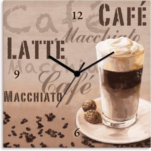 Artland Wandklok Koffie latte macchiato geluidloos zonder tikkende geluiden niet tikkend geruisloos naar keuze: radiografische klok of kwartsklok moderne klok voor woonkamer keuken etc. stijl: modern