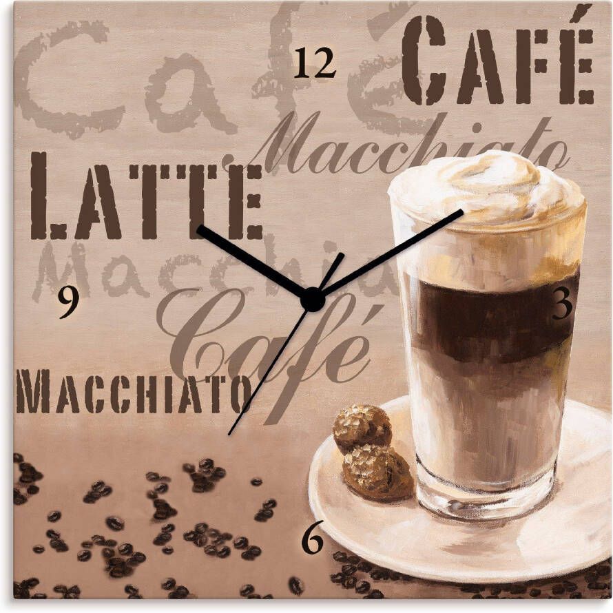 Artland Wandklok Koffie latte macchiato optioneel verkrijgbaar met kwarts- of radiografisch uurwerk geruisloos zonder tikkend geluid