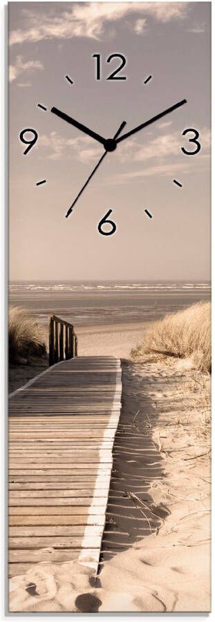 Artland Wandklok Noordzeestrand op Langeoog pier_Sepia optioneel verkrijgbaar met kwarts- of radiografisch uurwerk geruisloos zonder tikkend geluid