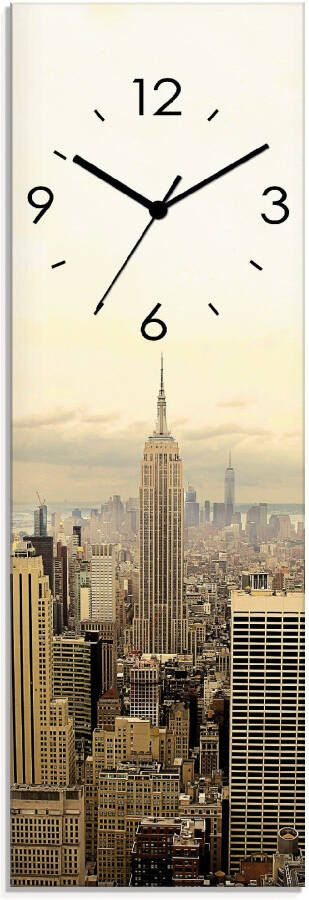 Artland Wandklok Skyline Manhattan New York optioneel verkrijgbaar met kwarts- of radiografisch uurwerk geruisloos zonder tikkend geluid
