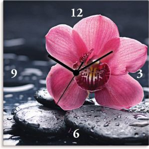 Artland Wandklok Stilleven met kiezel en een orchidee naar keuze met kwarts- of radiografisch uurwerk geluidloos zonder tikkende geluiden