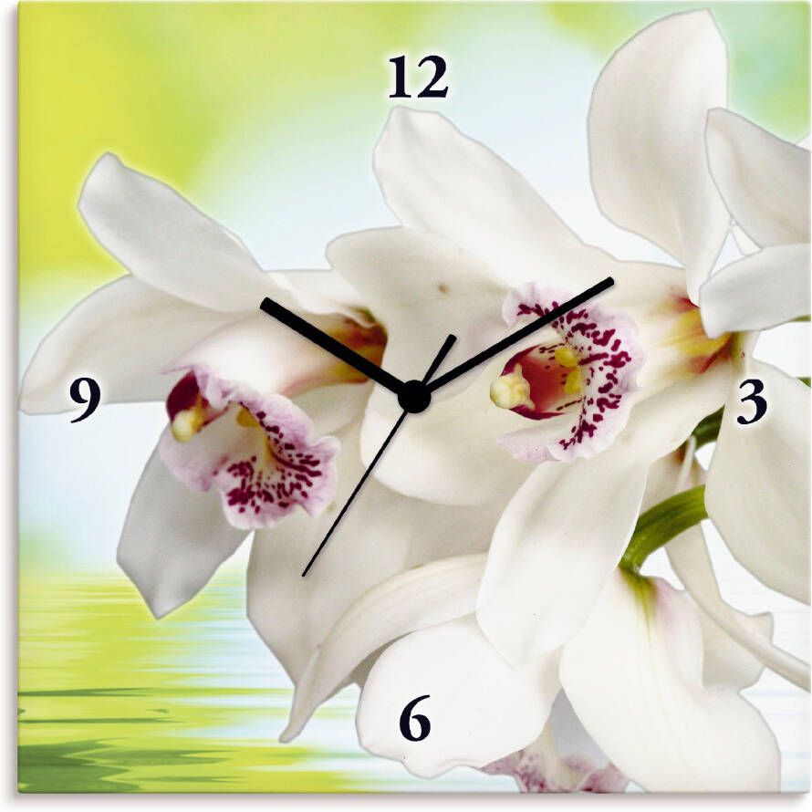 Artland Wandklok Witte orchidee optioneel verkrijgbaar met kwarts- of radiografisch uurwerk geruisloos zonder tikkend geluid - Foto 1