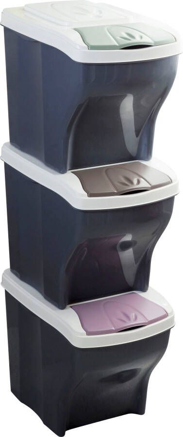 Bischof Bama Afvalscheidsysteem Fun Kunststof afneembare deksel 3-delig elk 20 liter