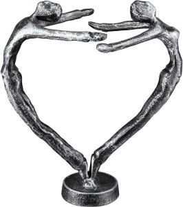 Casablanca by Gilde Decoratief figuur Design sculptuur In Love zilver Decoratief object van metaal hoogte 15 cm hartvorm antiek-finish woonkamer (1 stuk)