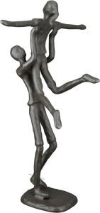 Casablanca by Gilde Decoratief figuur Design sculptuur liftend figuur bruin Decoratief object van metaal hoogte 23 5 cm paartje woonkamer (1 stuk)