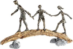 Casablanca by Gilde Decoratief figuur Sculptuur balans bronskleurig grijs Decoratief object hoogte 23 cm vader met 2 kinderen met teksthanger woonkamer (1 stuk)