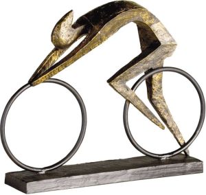 Casablanca by Gilde Decoratief figuur Sculptuur coureur Decoratief object hoogte 29 cm fietser met teksthanger woonkamer (1 stuk)